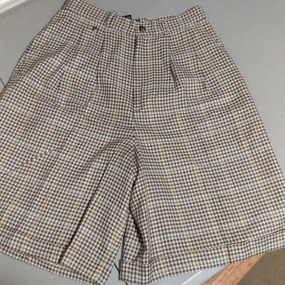 Ralph Lauren wool blend high waisted pleated plaid cuffed shorts women's size 10 - Picture 8 of 12